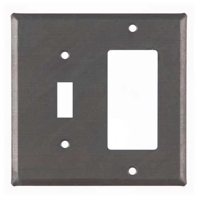 A rectangular black tin wall plate with a matte finish and a central cut-out for a switch or rocker.