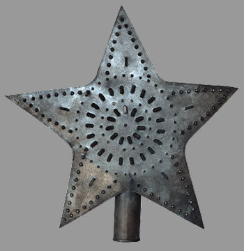 Tin star tree topper on white background
