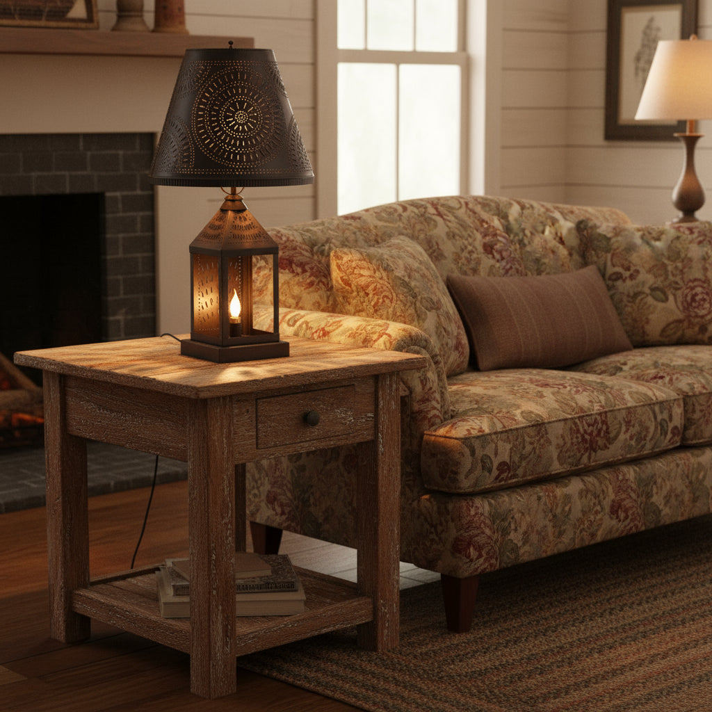 Valley Forge Lamp in Kettle Black with Shade