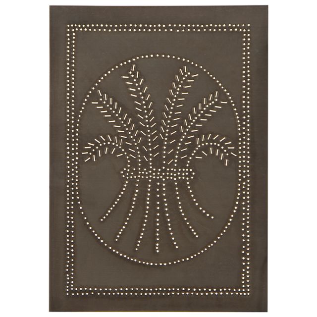 Vertical wheat cabinet panel in kettle black finish on white background.