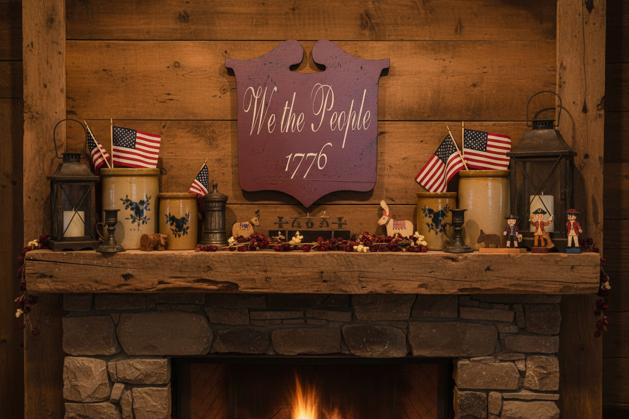 We The People 1776 Red Primitive Wood Sign