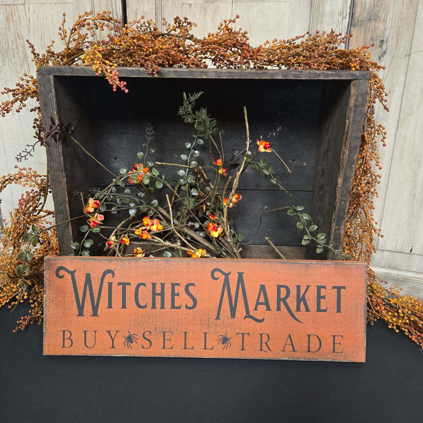 Witches Market Buy Sell Trade Primitive Wood Sign