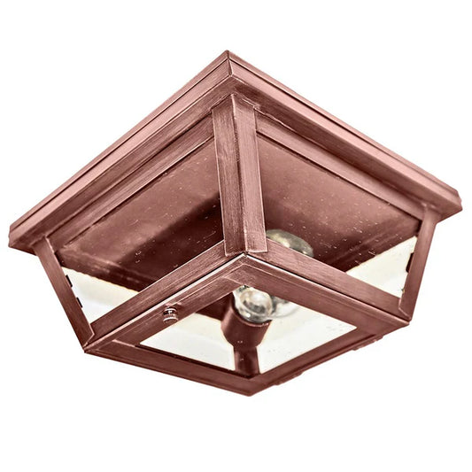 Ceiling light fixture with wooden frame on a gray background