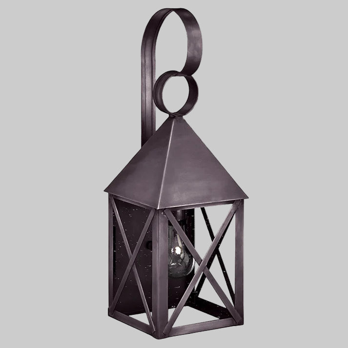 Decorative metal lantern on a gray background
