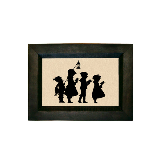 Children Singing Christmas Carols Printed Framed Silhouette