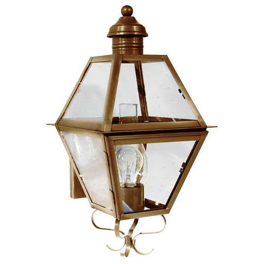 Boston Wall Light with Chimney - Small Antique Brass