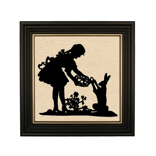 Little Girl Gathering Eggs Paper Cut Silhouette