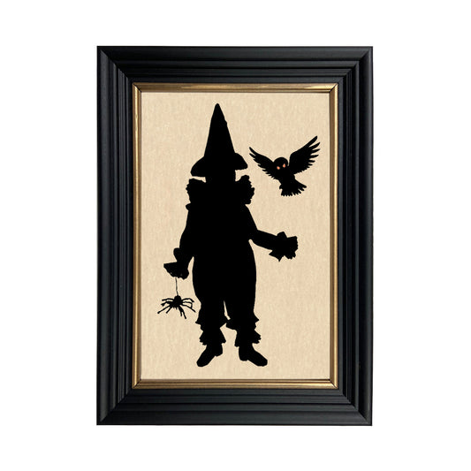 Clown w/ Owl Paper Cut Silhouette