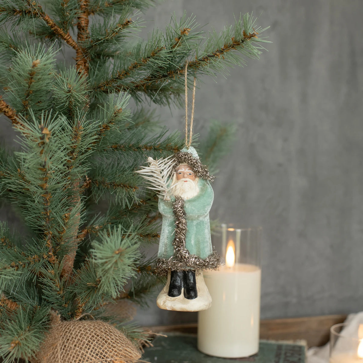 5" Soft Blue Velvet Belsnickel