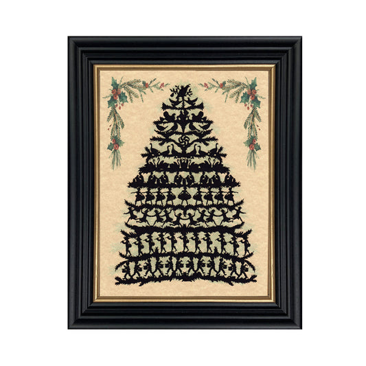 12 days of Christmas silhouette in black frame