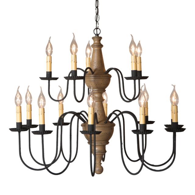 Harrison Two Tier Wooden Chandelier in Pearwood