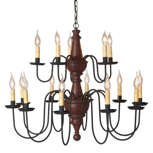 Harrison Two Tier Wooden Chandelier in Plantation Red