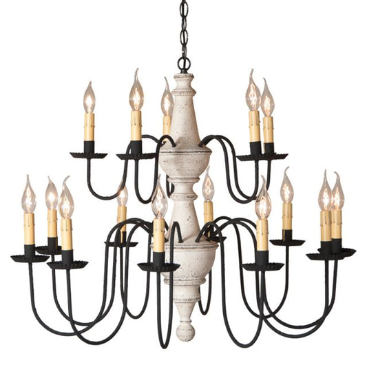 Harrison Two Tier Wooden Chandelier in Vintage White