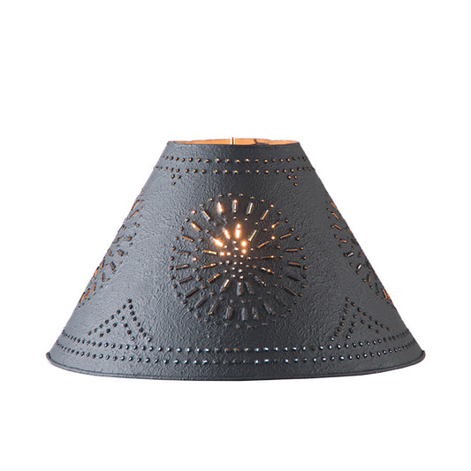 15 inch textured black shade with chisel piercing on white background.