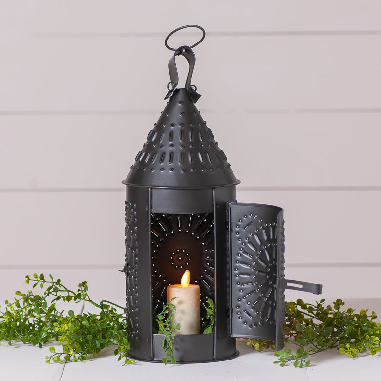 15-Inch Primitive Lantern in Smokey Black