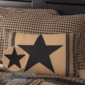 Primitive Black Check Star Patch Throw Pillow