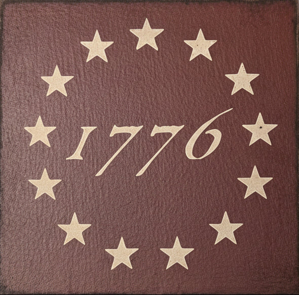 Canvas print with '1776' and stars on a brown background