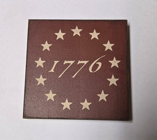 Canvas print with '1776' and stars on a brown background