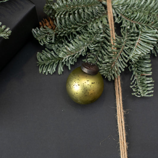 2" OLIVE GREEN KUGEL ORNAMENT