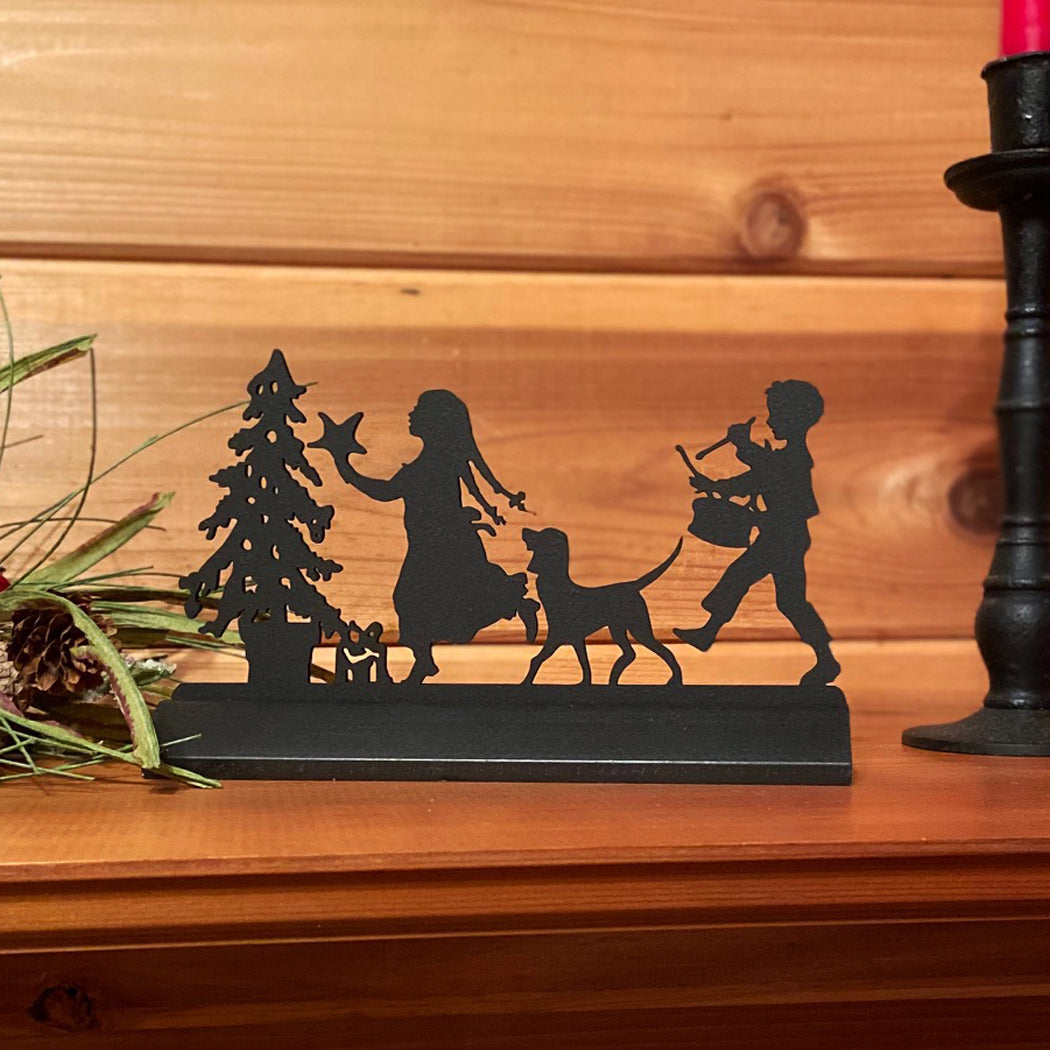 7″ Deck the Tree Standing Wooden Silhouette Tabletop Décor