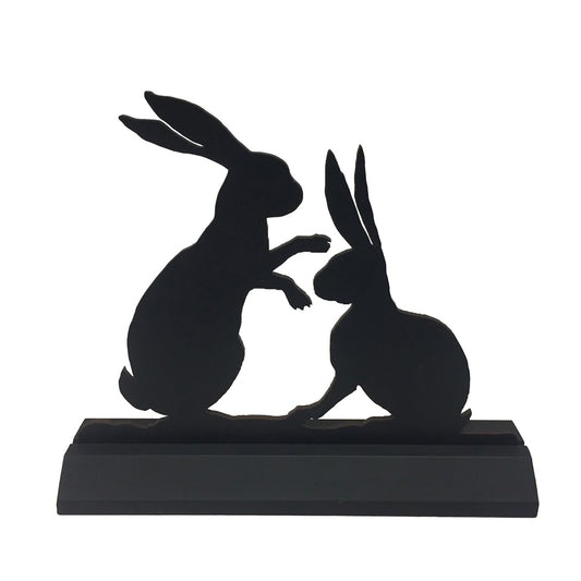 6-1/2″ Playful Rabbits Wood Silhouette Easter Decoration