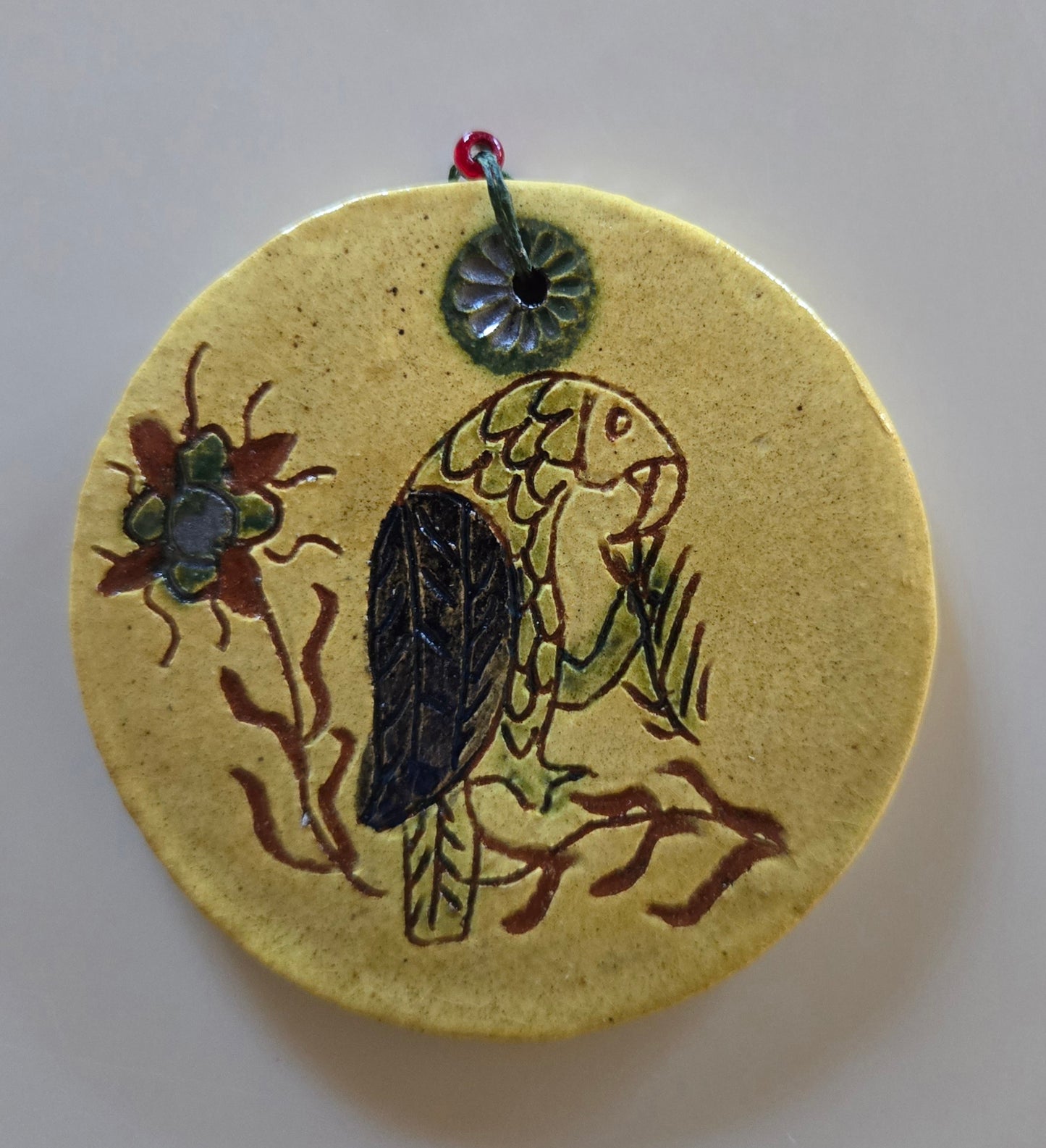 Bird Redware Ornament