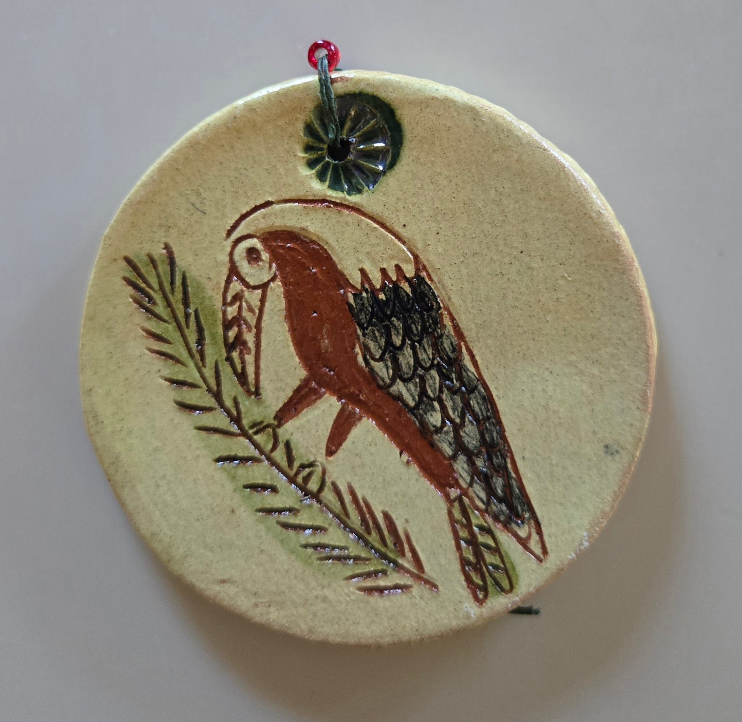Bird Redware Ornament