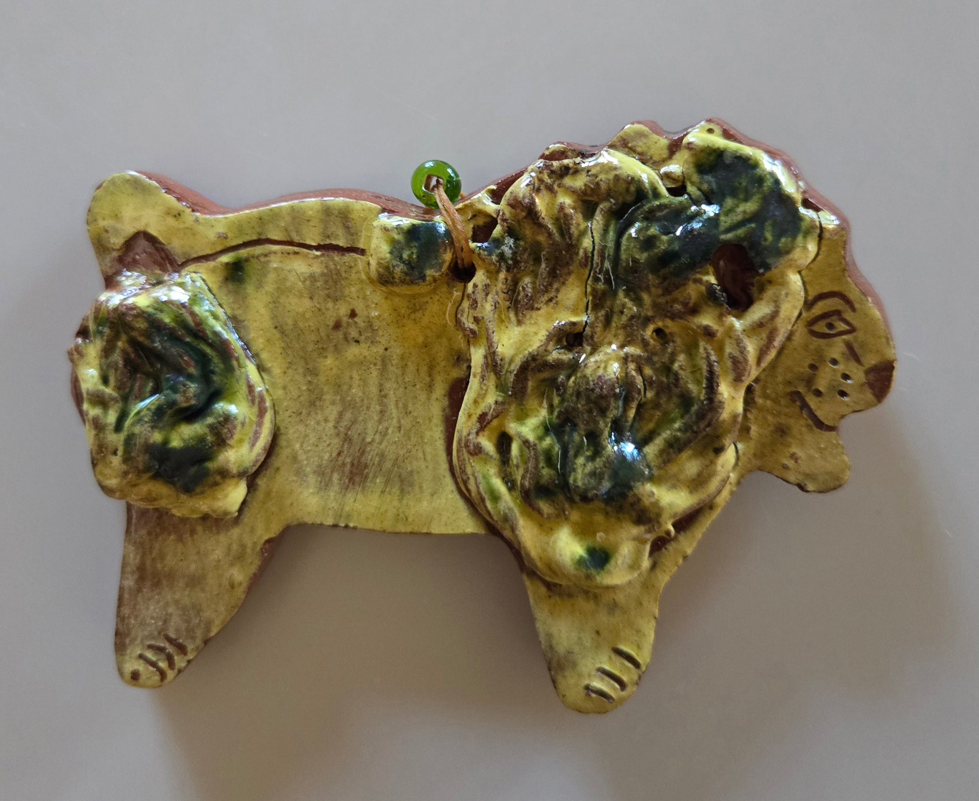 Lion Redware Ornament