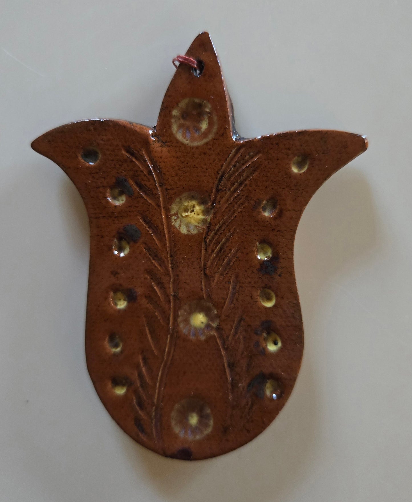 Flower Redware Ornament