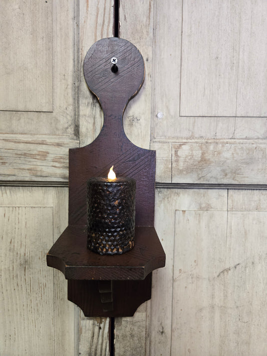 Burgundy Comb Painted Wooden Sconce