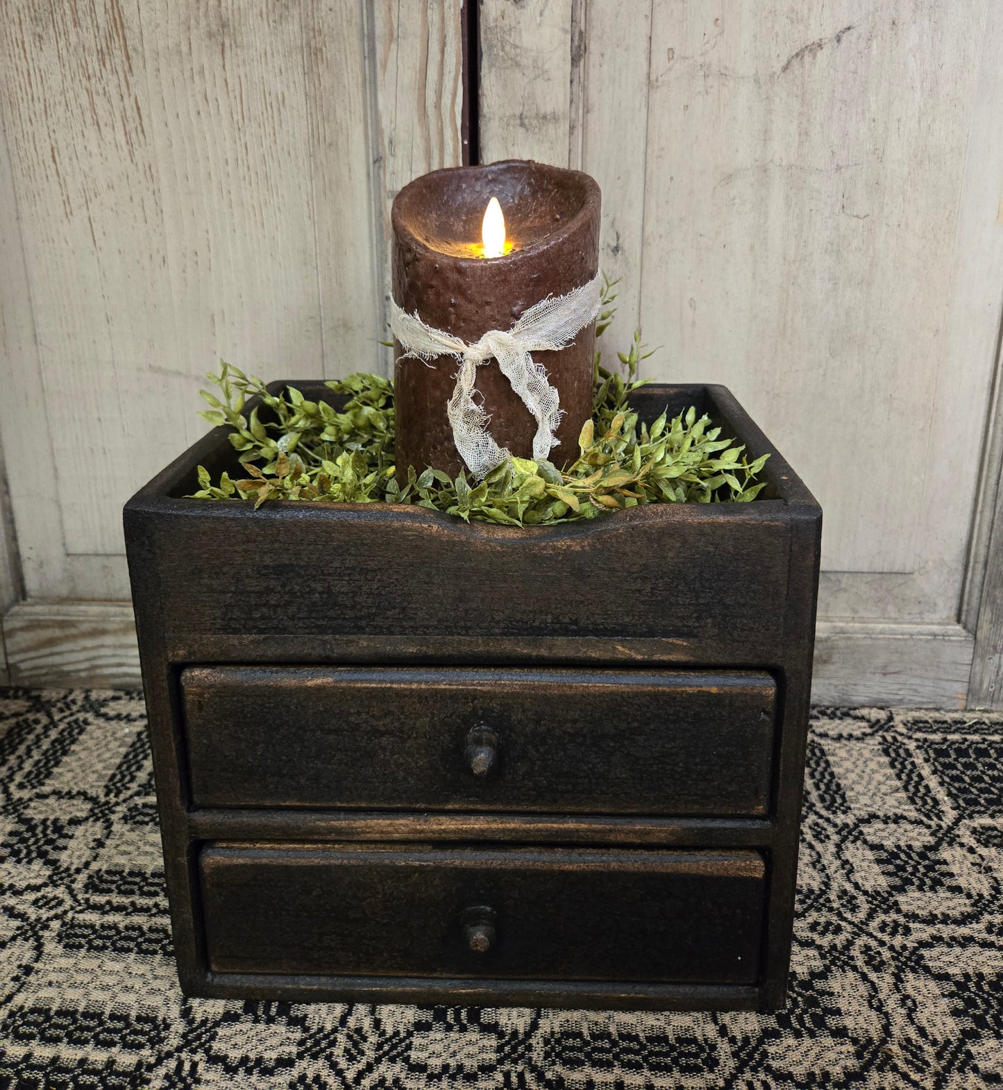 Primitive Keeping Box with Two Drawers - Black
