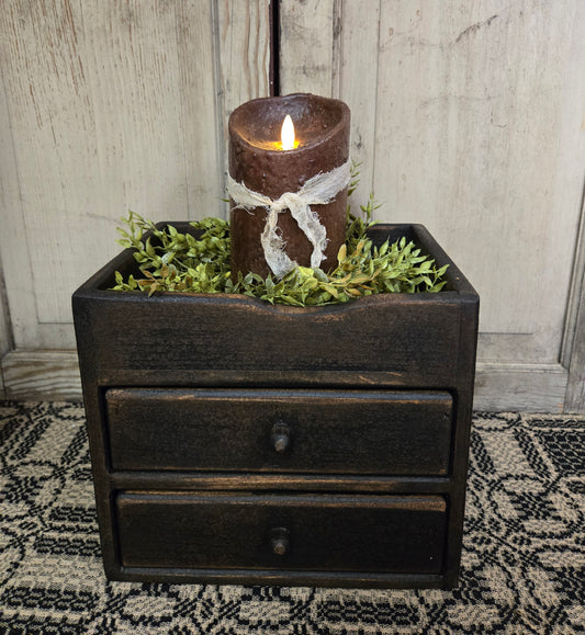 Primitive Keeping Box with Two Drawers - Black