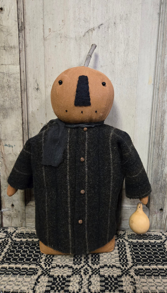 Primitive Fall Pumpkin Man Holding Gourd
