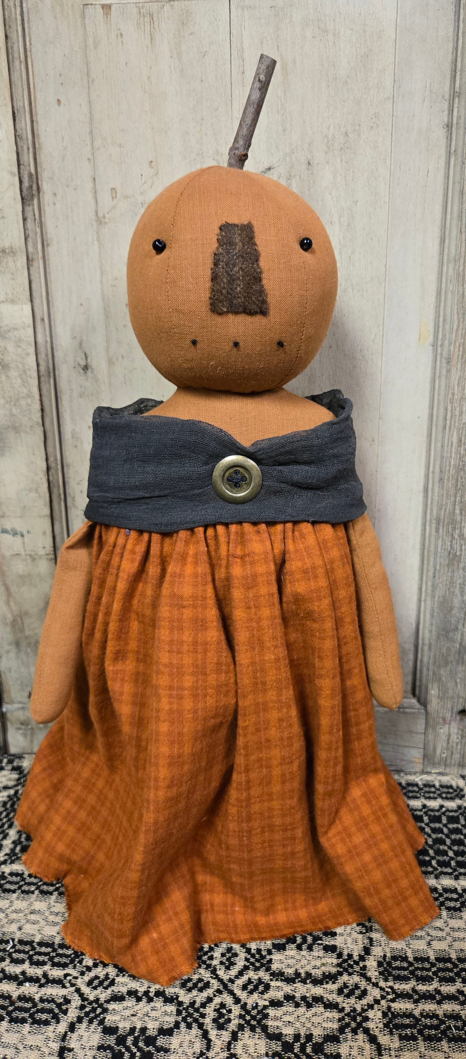 Primitive Fall Pumpkin Girl in Dress