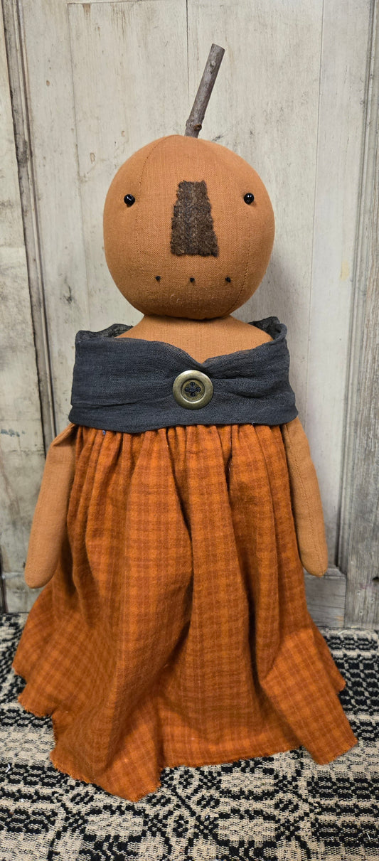 Primitive Fall Pumpkin Girl in Dress