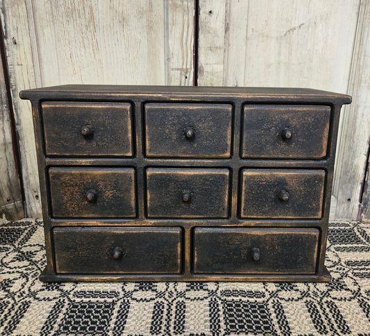 Primitive Eight Drawer Apothecary Cabinet - Black