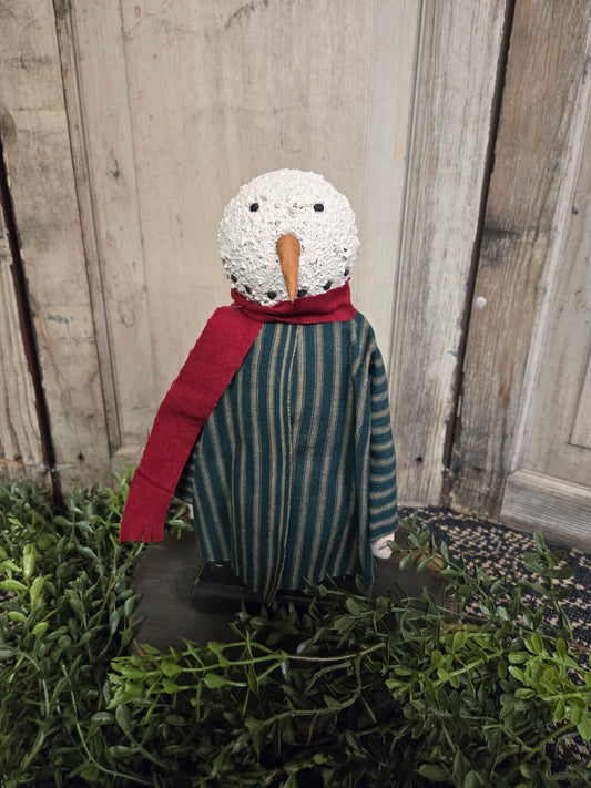 Primitive Snowman with Green Coat