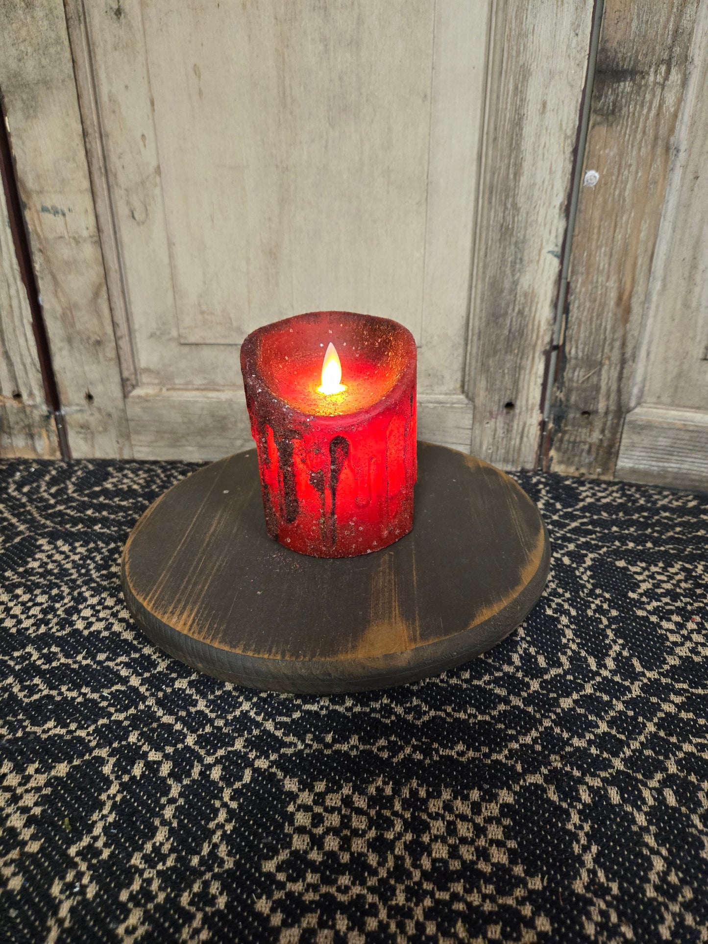 Moving Flame Pillar Candle-Red Mica 3×4