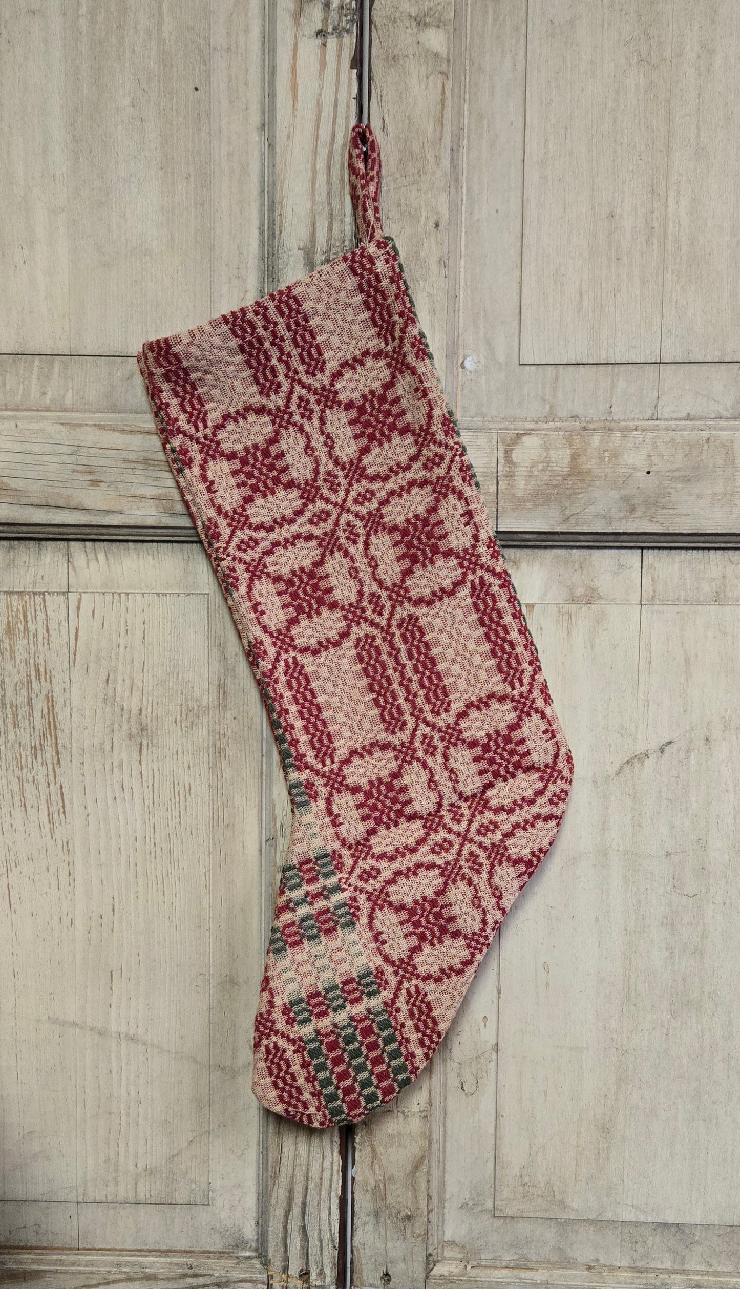 Primitive Coverlet Christmas Stocking