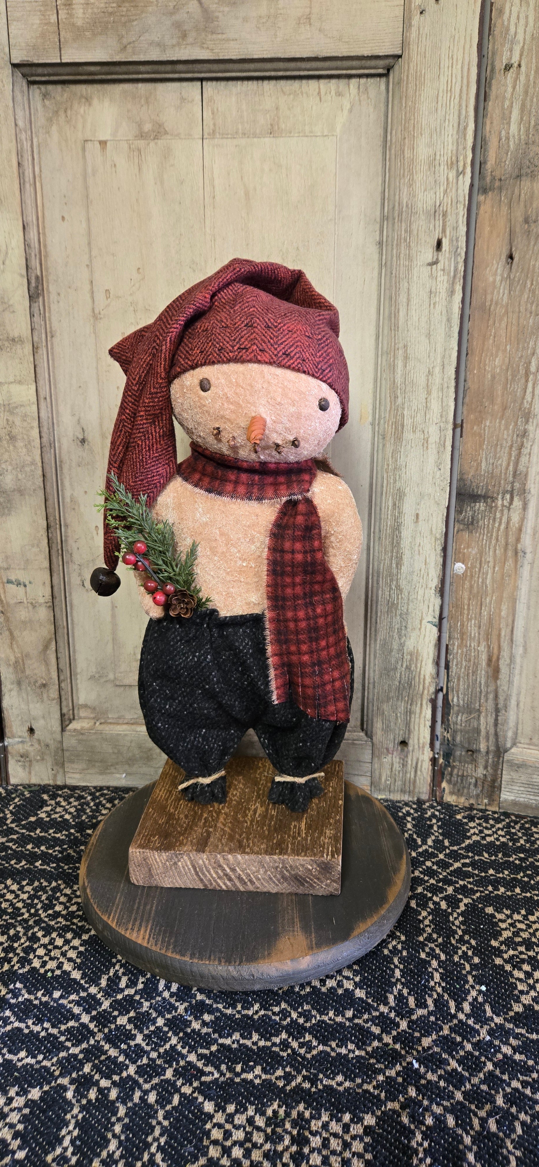 Primitive Snowman with Scarf