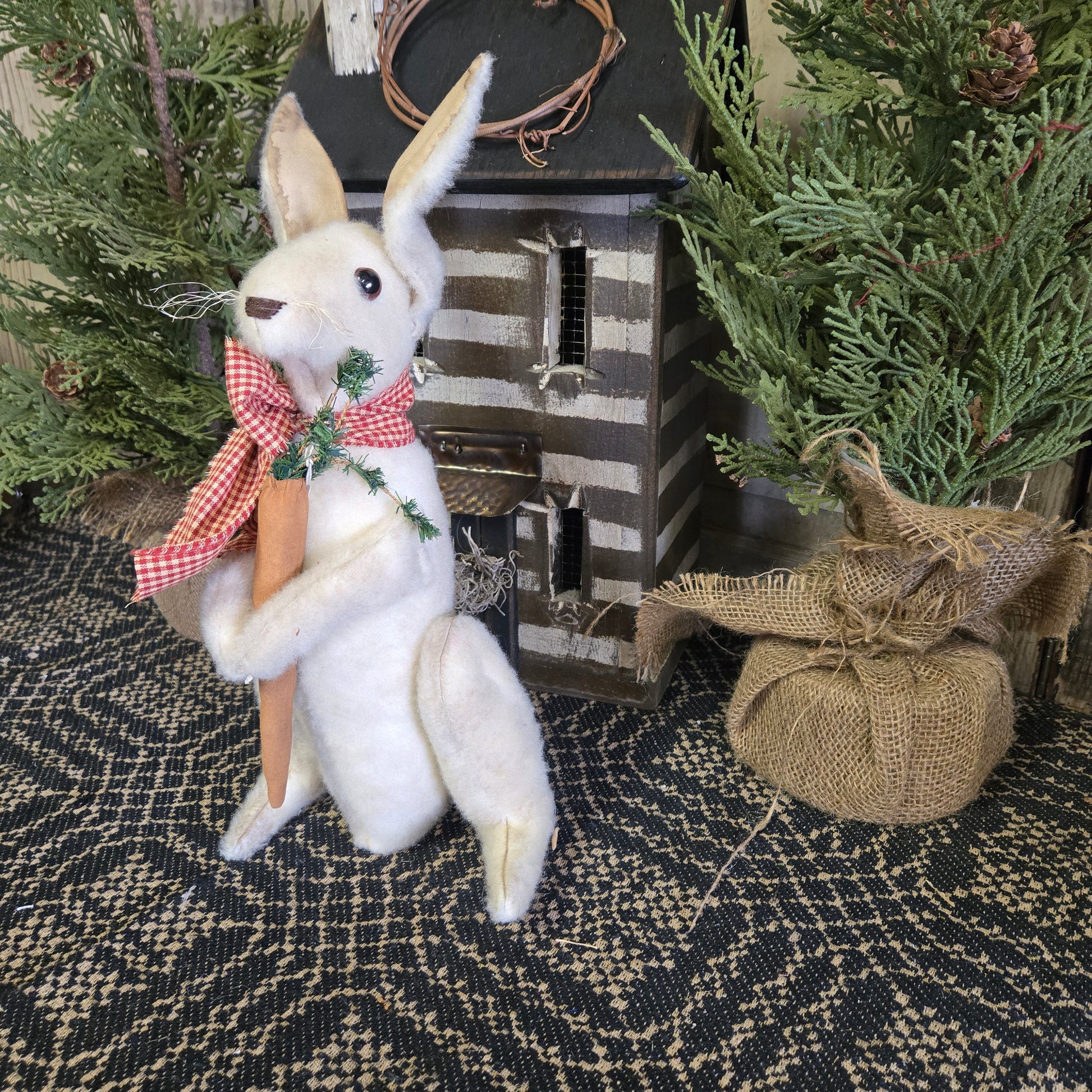 Primitive Standing Bunny with Carrot