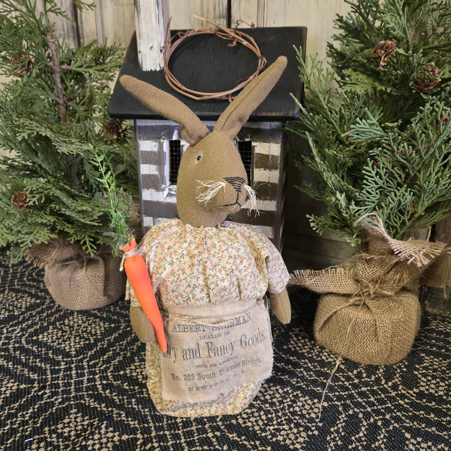 Primitive Bunny with Carrot and Apron