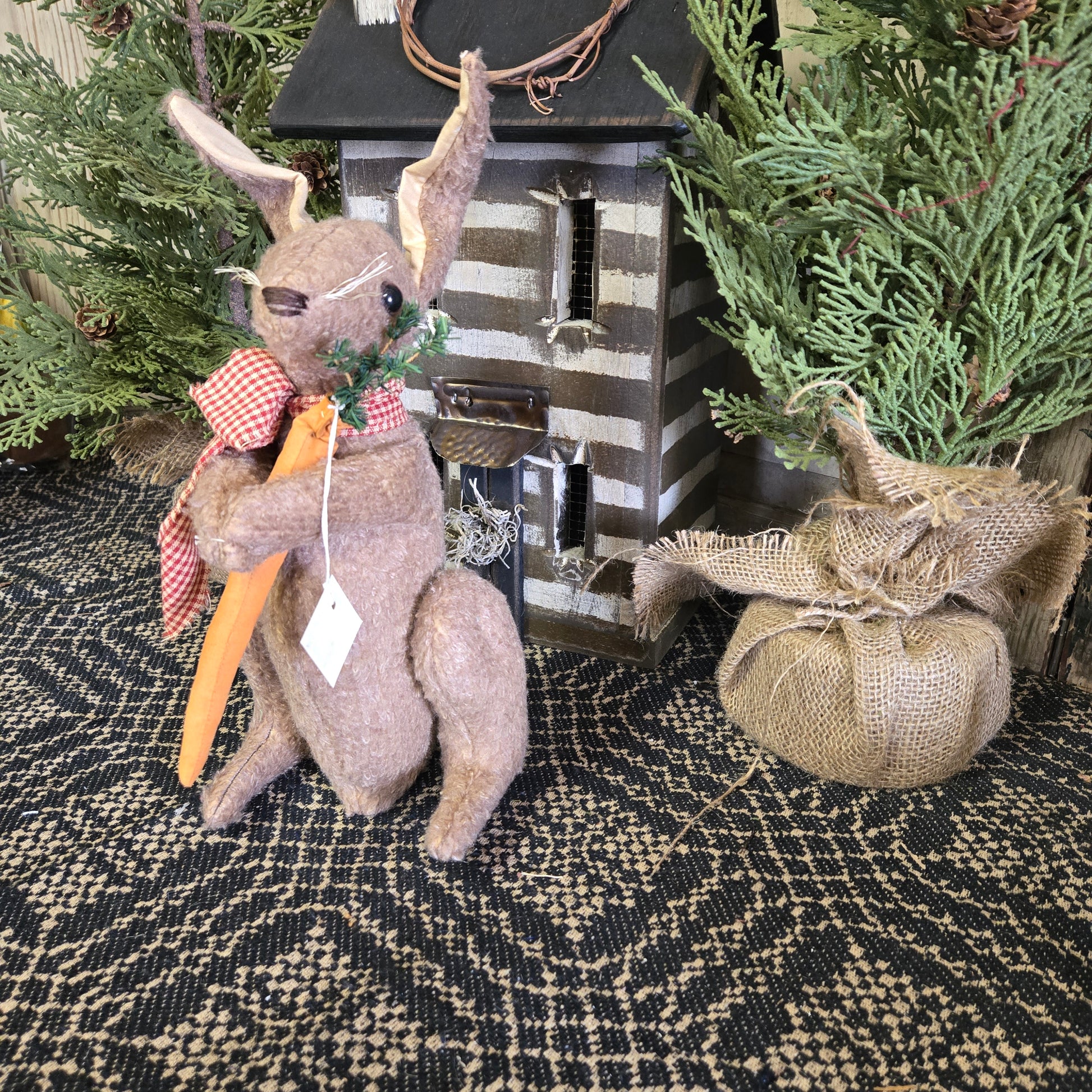 Primitive Standing Bunny with Carrot