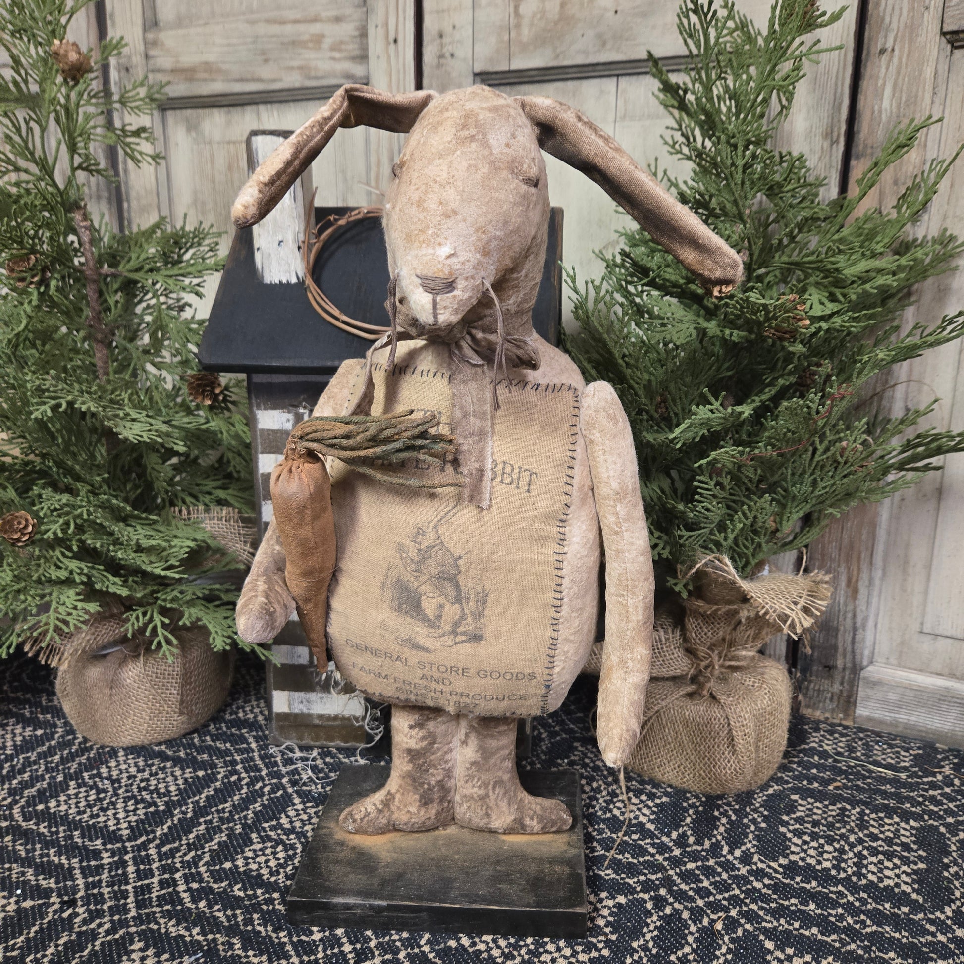 Primitive Bunny Holding Carrot
