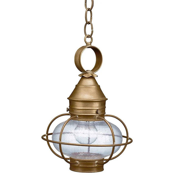 Medium Caged Onion Hanging Light - Antique Brass