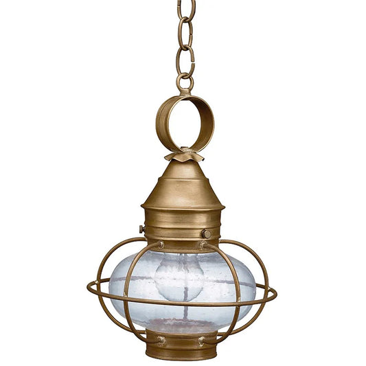 Medium Caged Onion Hanging Light - Antique Brass