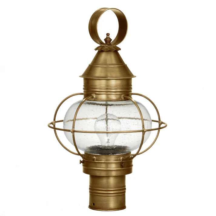 Small Caged Onion Post Light - Antique Brass