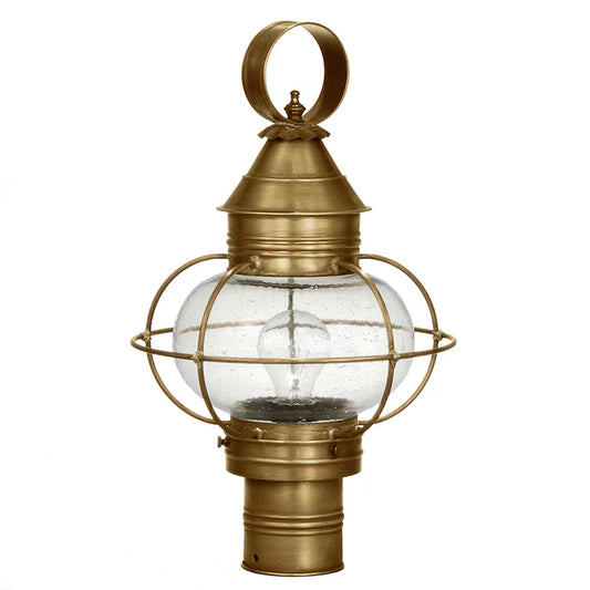 Small Caged Onion Post Light - Antique Brass