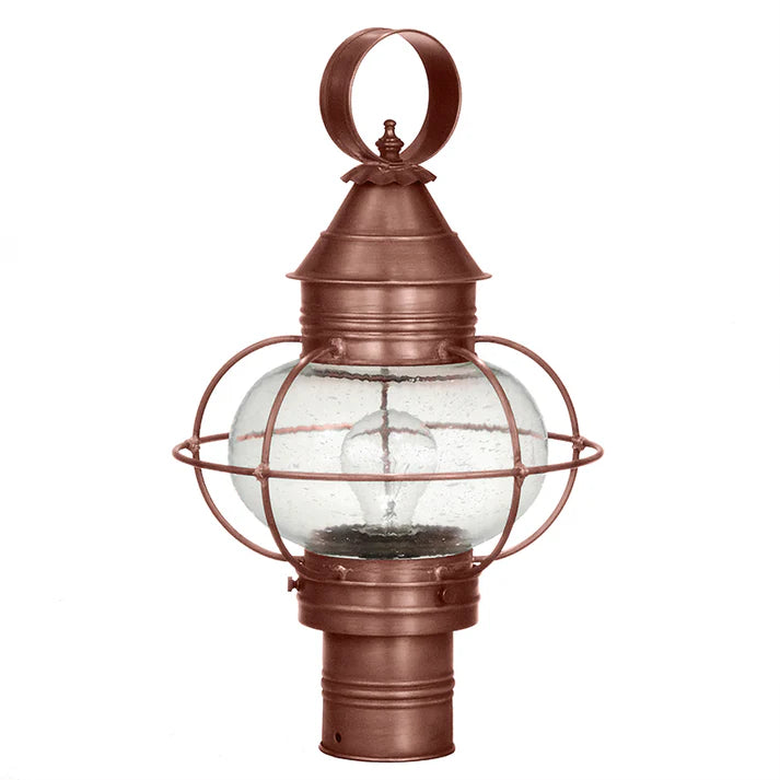 Small Caged Onion Post Light - Antique Copper