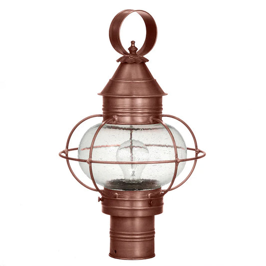 Small Caged Onion Post Light - Antique Copper